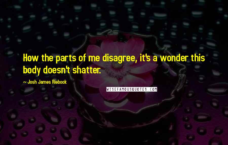 Josh James Riebock Quotes: How the parts of me disagree, it's a wonder this body doesn't shatter.