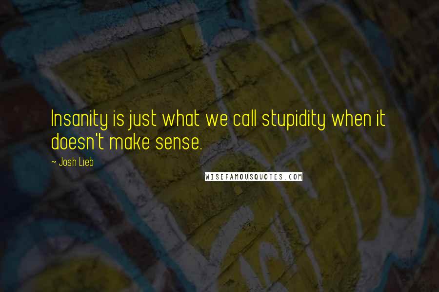 Josh Lieb Quotes: Insanity is just what we call stupidity when it doesn't make sense.