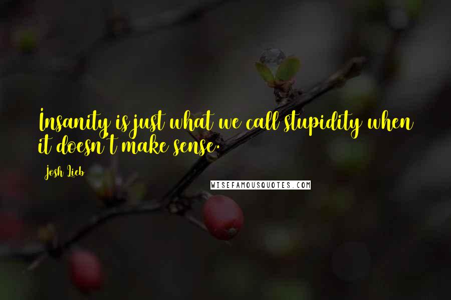 Josh Lieb Quotes: Insanity is just what we call stupidity when it doesn't make sense.