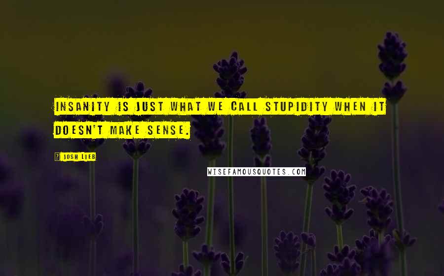 Josh Lieb Quotes: Insanity is just what we call stupidity when it doesn't make sense.