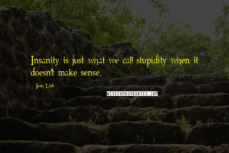 Josh Lieb Quotes: Insanity is just what we call stupidity when it doesn't make sense.