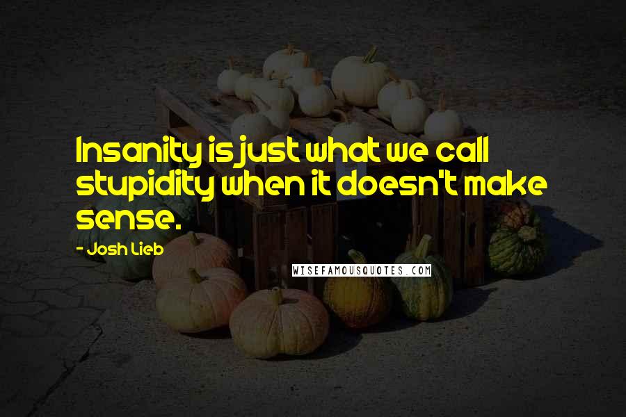 Josh Lieb Quotes: Insanity is just what we call stupidity when it doesn't make sense.