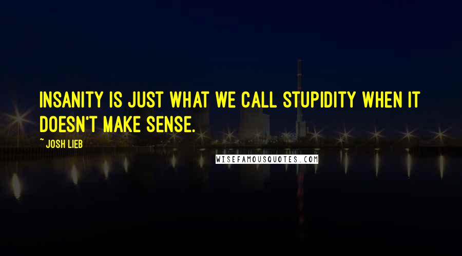 Josh Lieb Quotes: Insanity is just what we call stupidity when it doesn't make sense.