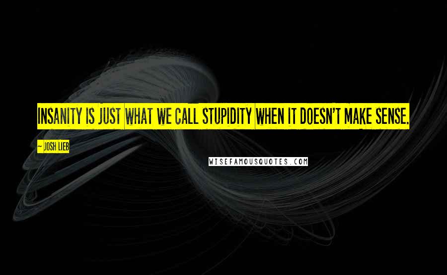 Josh Lieb Quotes: Insanity is just what we call stupidity when it doesn't make sense.