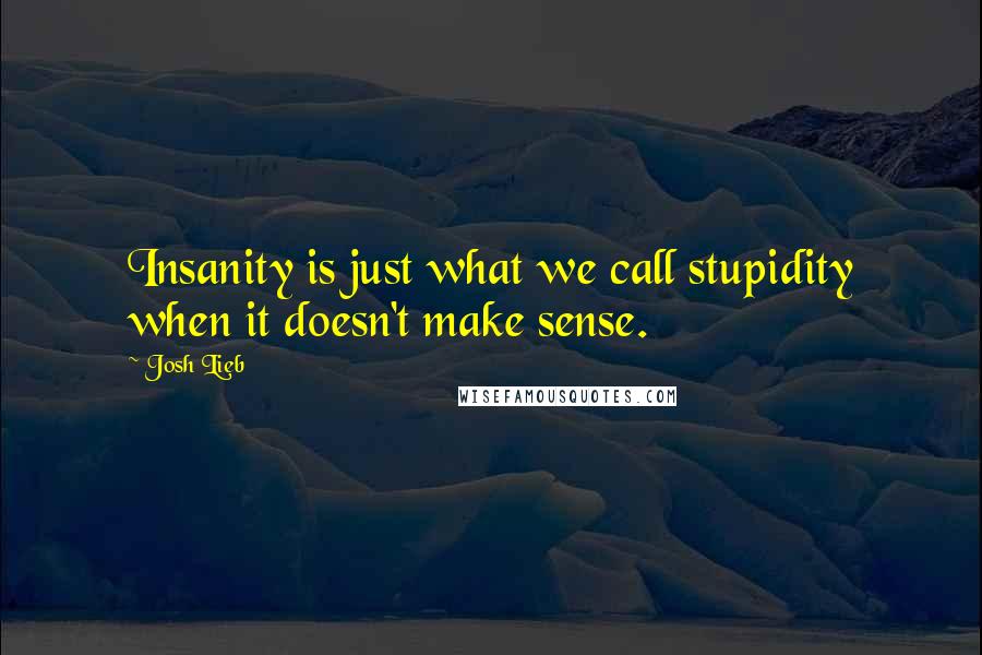 Josh Lieb Quotes: Insanity is just what we call stupidity when it doesn't make sense.