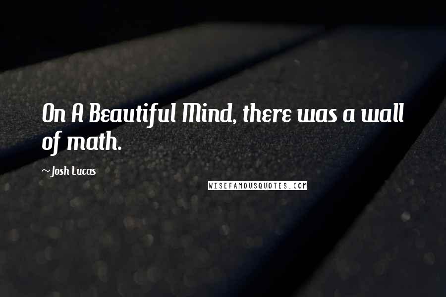 Josh Lucas Quotes: On A Beautiful Mind, there was a wall of math.