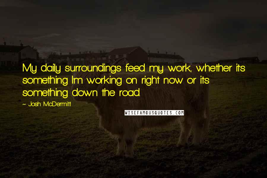 Josh McDermitt Quotes: My daily surroundings feed my work, whether it's something I'm working on right now or it's something down the road.