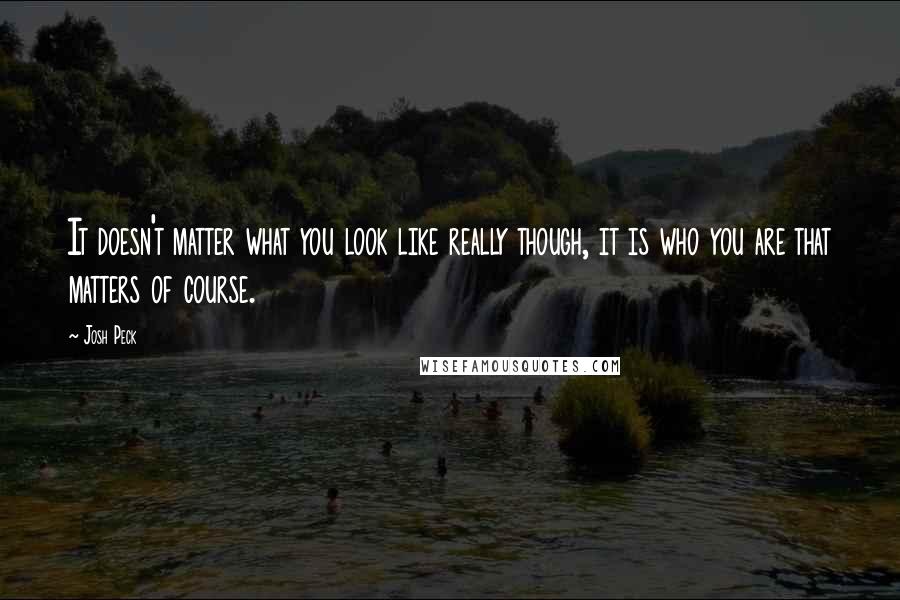 Josh Peck Quotes: It doesn't matter what you look like really though, it is who you are that matters of course.