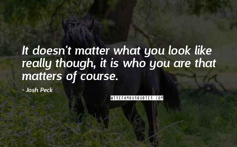 Josh Peck Quotes: It doesn't matter what you look like really though, it is who you are that matters of course.