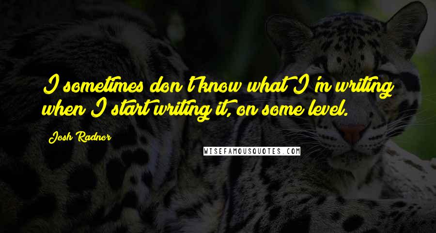 Josh Radnor Quotes: I sometimes don't know what I'm writing when I start writing it, on some level.