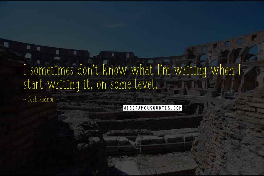 Josh Radnor Quotes: I sometimes don't know what I'm writing when I start writing it, on some level.