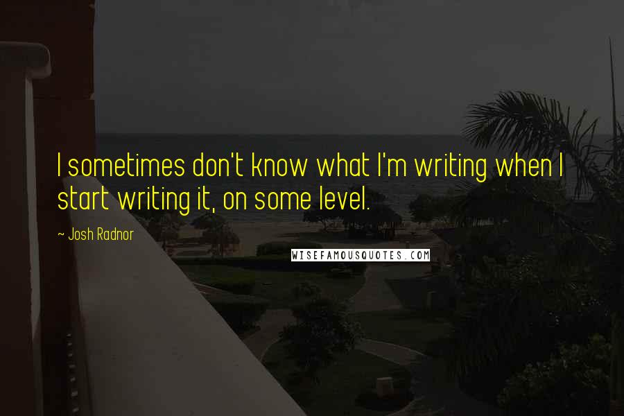 Josh Radnor Quotes: I sometimes don't know what I'm writing when I start writing it, on some level.
