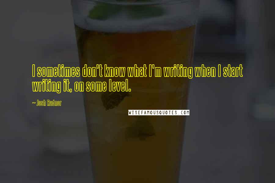 Josh Radnor Quotes: I sometimes don't know what I'm writing when I start writing it, on some level.