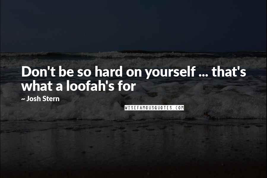 Josh Stern Quotes: Don't be so hard on yourself ... that's what a loofah's for