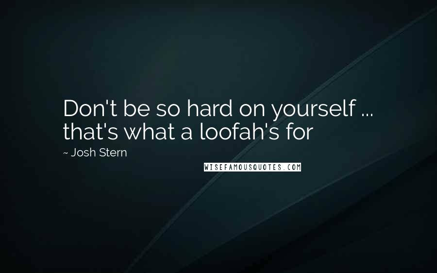 Josh Stern Quotes: Don't be so hard on yourself ... that's what a loofah's for