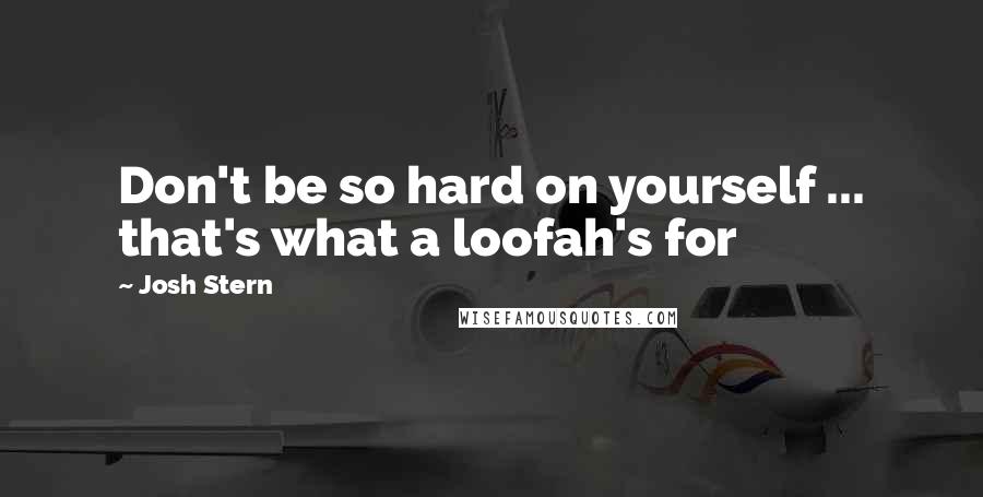 Josh Stern Quotes: Don't be so hard on yourself ... that's what a loofah's for