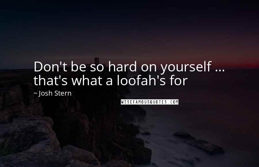 Josh Stern Quotes: Don't be so hard on yourself ... that's what a loofah's for