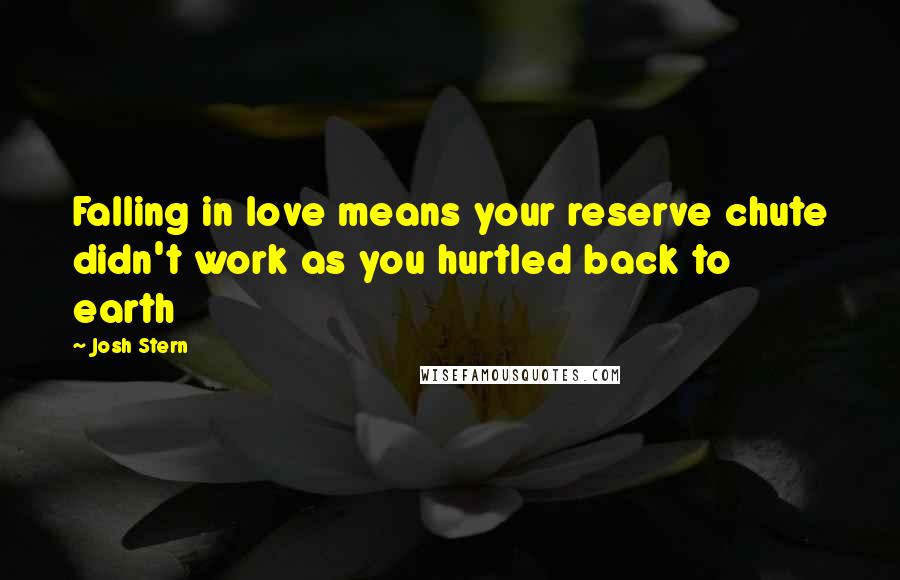 Josh Stern Quotes: Falling in love means your reserve chute didn't work as you hurtled back to earth
