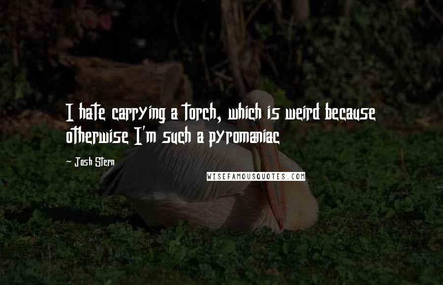 Josh Stern Quotes: I hate carrying a torch, which is weird because otherwise I'm such a pyromaniac