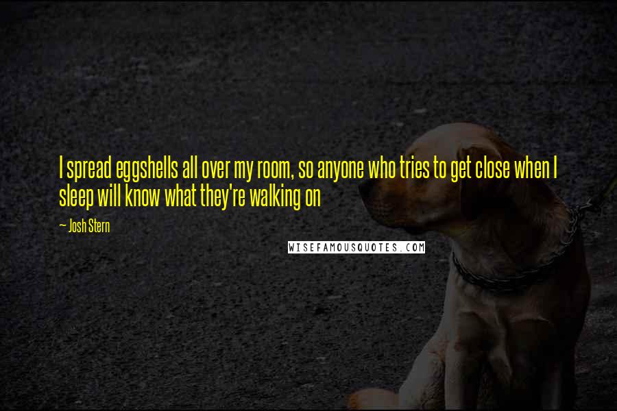 Josh Stern Quotes: I spread eggshells all over my room, so anyone who tries to get close when I sleep will know what they're walking on