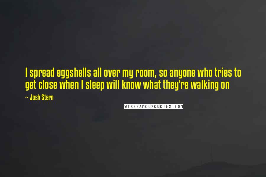 Josh Stern Quotes: I spread eggshells all over my room, so anyone who tries to get close when I sleep will know what they're walking on