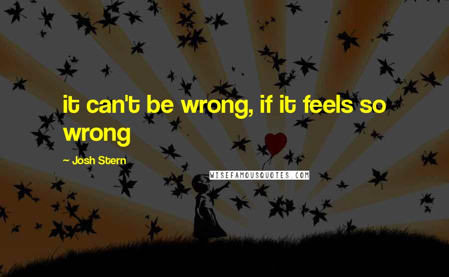 Josh Stern Quotes: it can't be wrong, if it feels so wrong