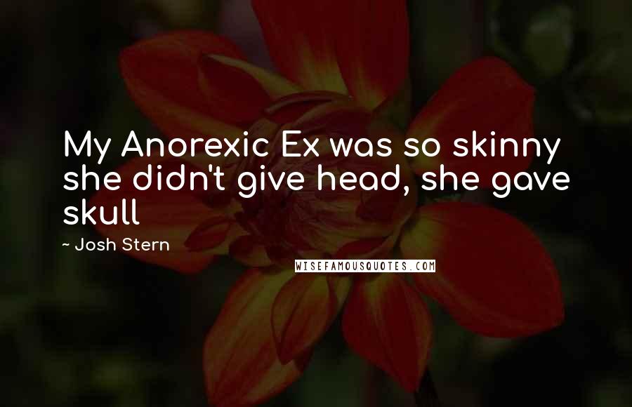Josh Stern Quotes: My Anorexic Ex was so skinny she didn't give head, she gave skull