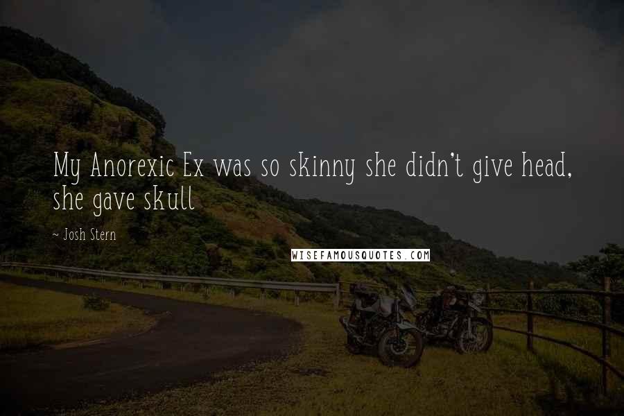Josh Stern Quotes: My Anorexic Ex was so skinny she didn't give head, she gave skull