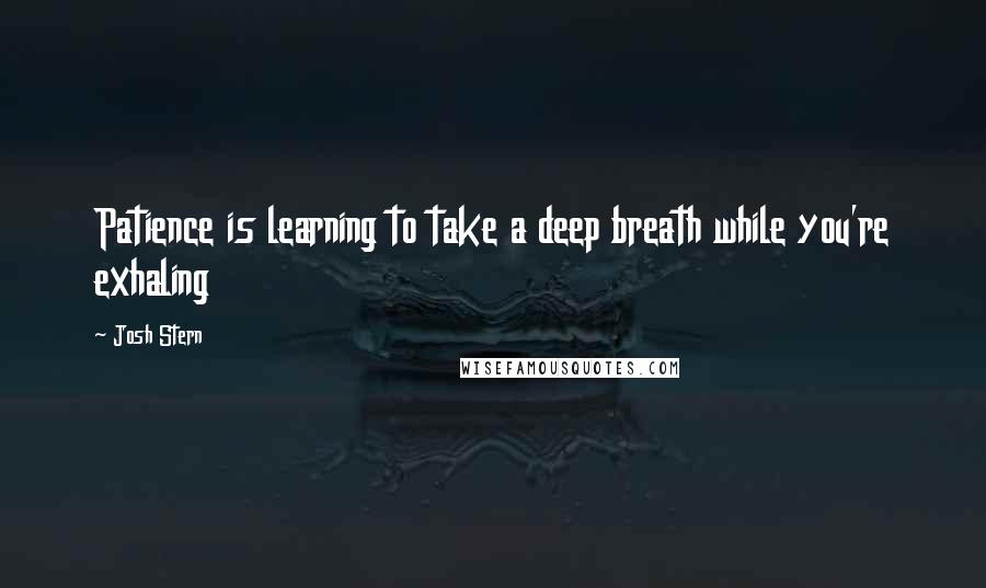 Josh Stern Quotes: Patience is learning to take a deep breath while you're exhaling