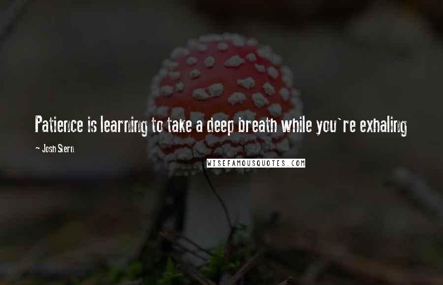 Josh Stern Quotes: Patience is learning to take a deep breath while you're exhaling