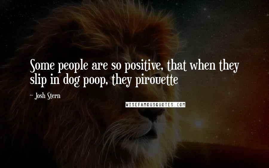 Josh Stern Quotes: Some people are so positive, that when they slip in dog poop, they pirouette