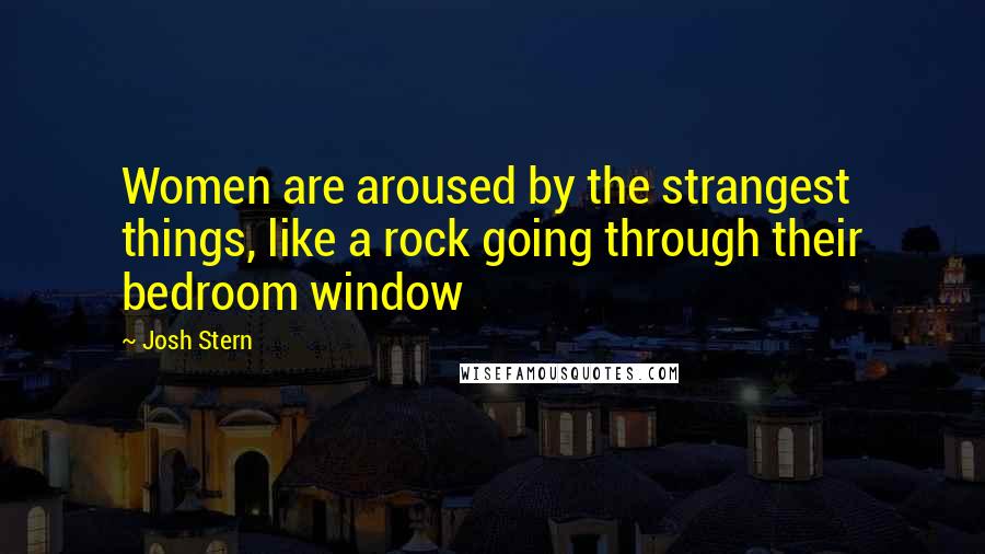Josh Stern Quotes: Women are aroused by the strangest things, like a rock going through their bedroom window