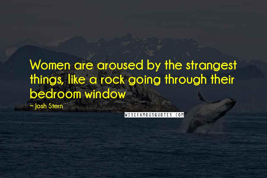 Josh Stern Quotes: Women are aroused by the strangest things, like a rock going through their bedroom window