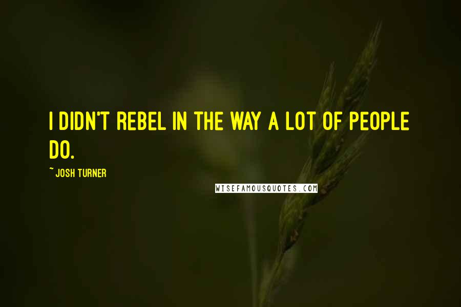 Josh Turner Quotes: I didn't rebel in the way a lot of people do.