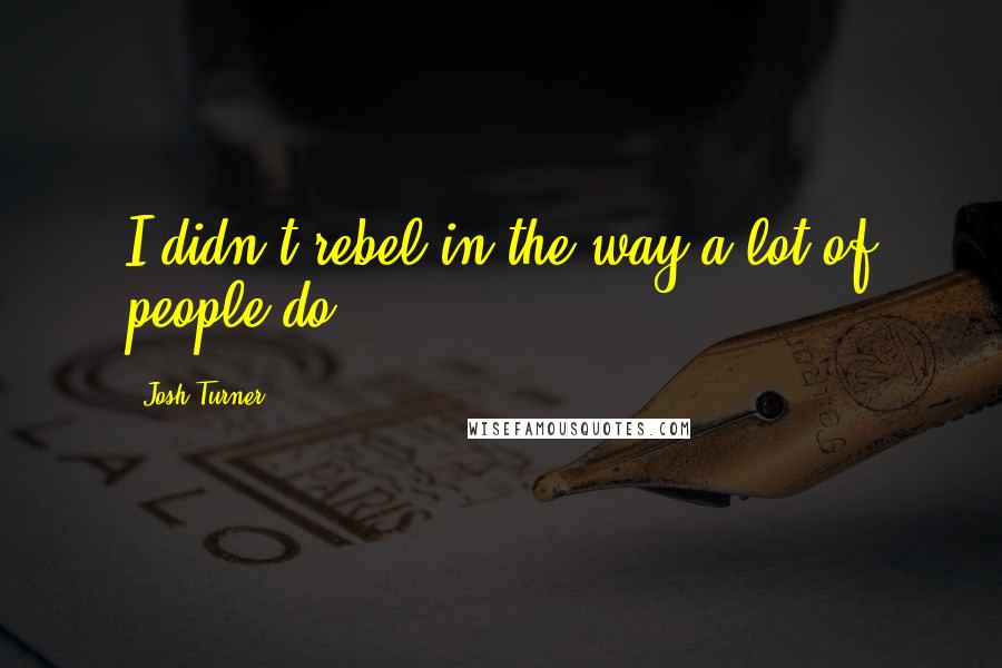 Josh Turner Quotes: I didn't rebel in the way a lot of people do.