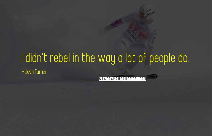 Josh Turner Quotes: I didn't rebel in the way a lot of people do.