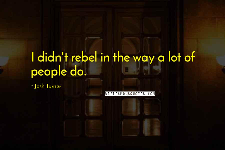 Josh Turner Quotes: I didn't rebel in the way a lot of people do.