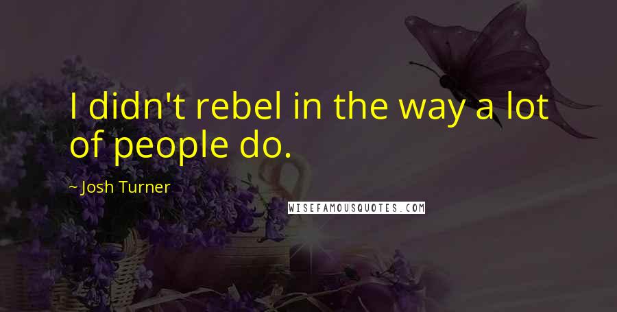 Josh Turner Quotes: I didn't rebel in the way a lot of people do.