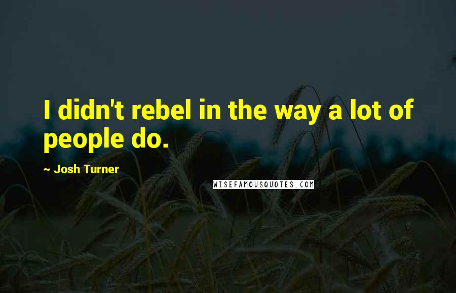 Josh Turner Quotes: I didn't rebel in the way a lot of people do.