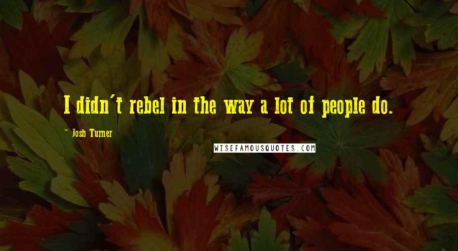 Josh Turner Quotes: I didn't rebel in the way a lot of people do.