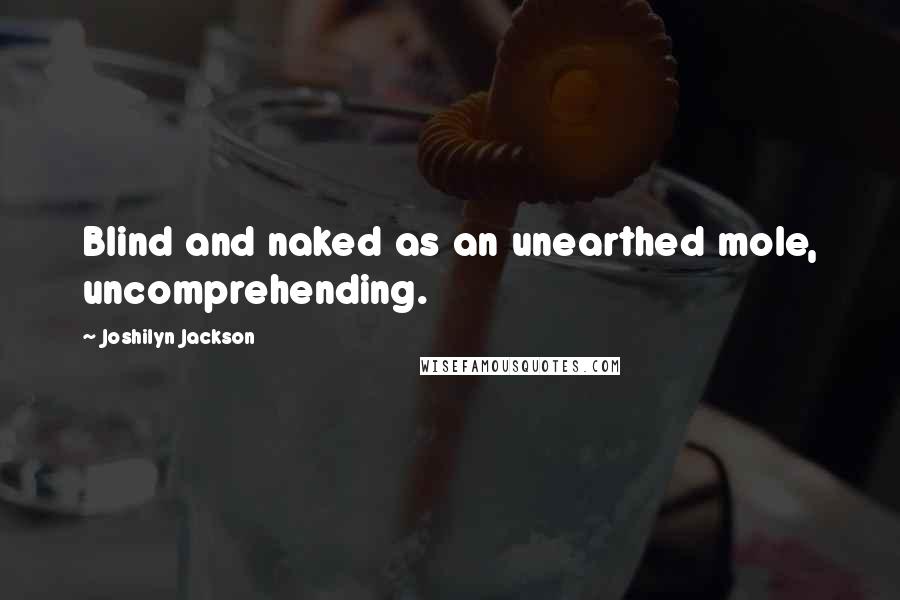 Joshilyn Jackson Quotes: Blind and naked as an unearthed mole, uncomprehending.