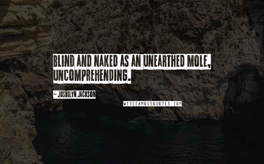 Joshilyn Jackson Quotes: Blind and naked as an unearthed mole, uncomprehending.