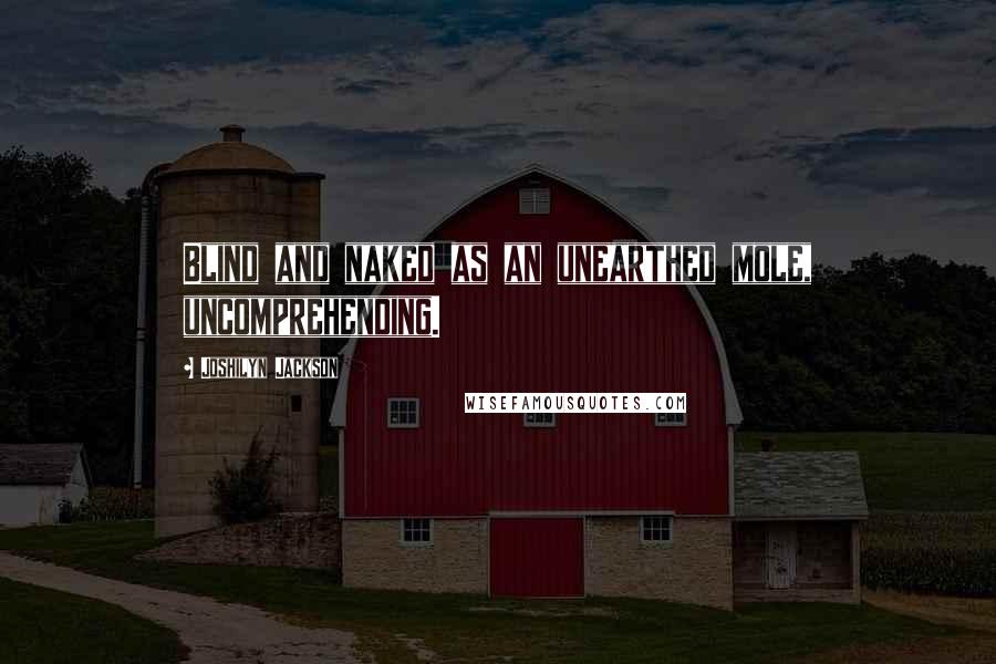 Joshilyn Jackson Quotes: Blind and naked as an unearthed mole, uncomprehending.