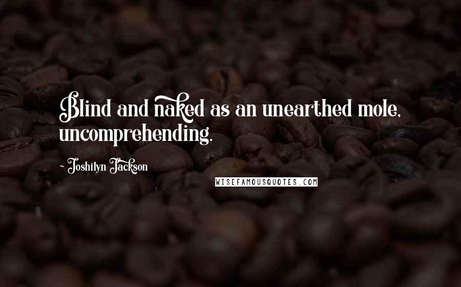 Joshilyn Jackson Quotes: Blind and naked as an unearthed mole, uncomprehending.