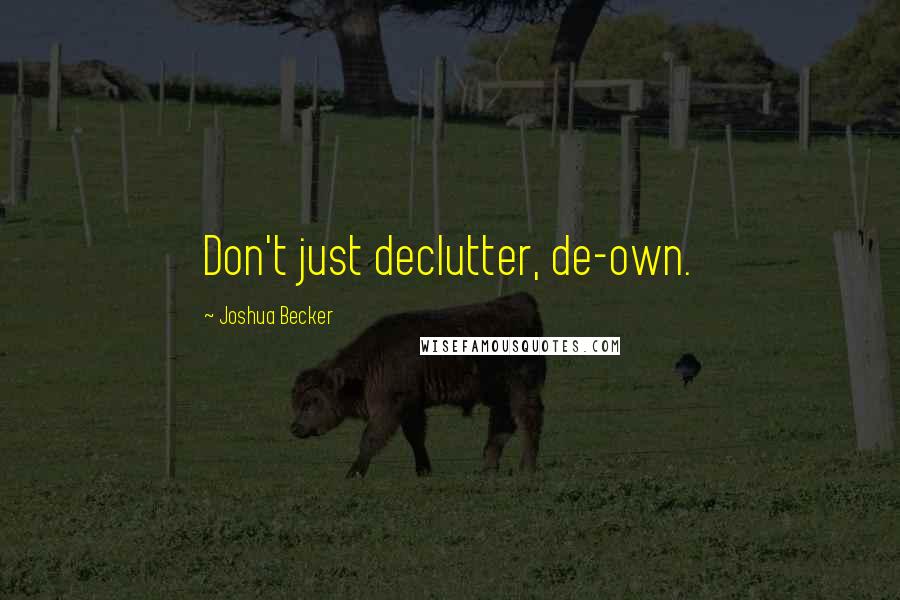 Joshua Becker Quotes: Don't just declutter, de-own.