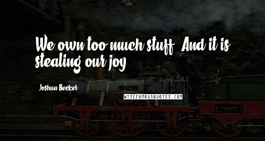 Joshua Becker Quotes: We own too much stuff. And it is stealing our joy.