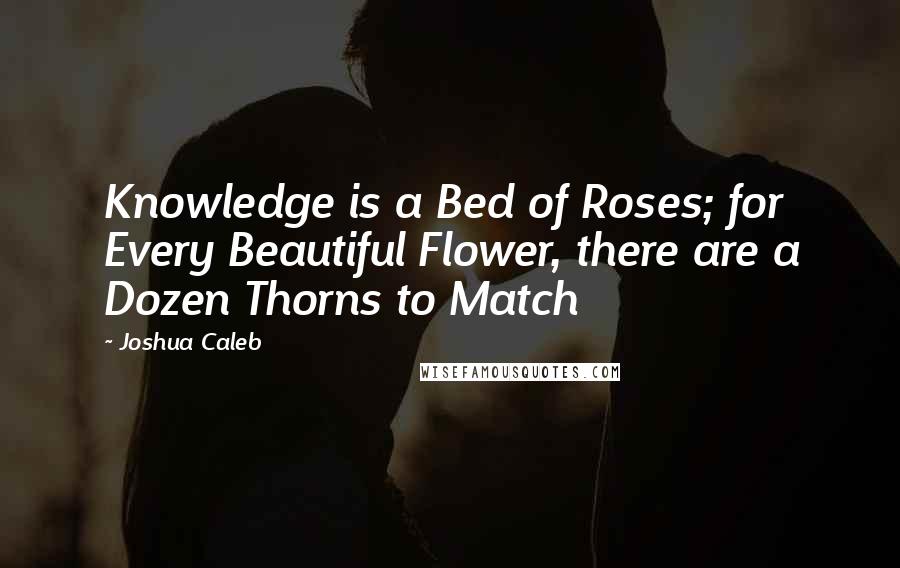 Joshua Caleb Quotes: Knowledge is a Bed of Roses; for Every Beautiful Flower, there are a Dozen Thorns to Match