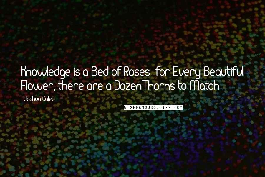 Joshua Caleb Quotes: Knowledge is a Bed of Roses; for Every Beautiful Flower, there are a Dozen Thorns to Match