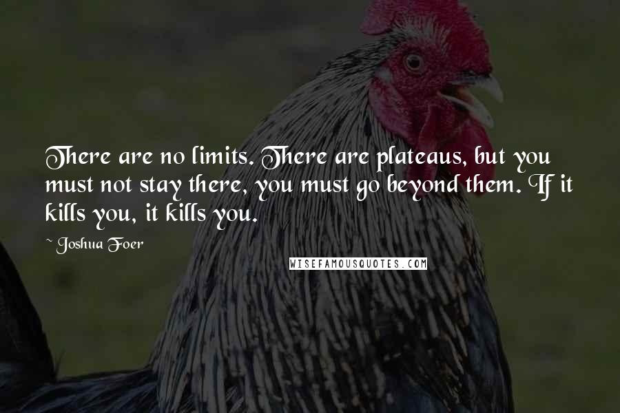 Joshua Foer Quotes: There are no limits. There are plateaus, but you must not stay there, you must go beyond them. If it kills you, it kills you.