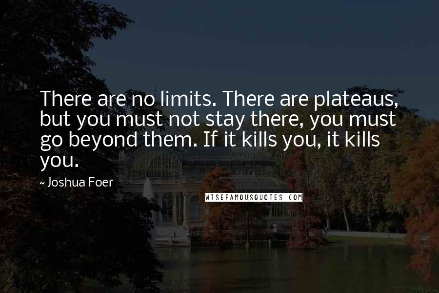 Joshua Foer Quotes: There are no limits. There are plateaus, but you must not stay there, you must go beyond them. If it kills you, it kills you.